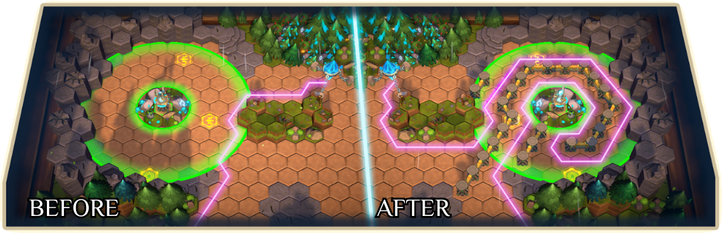 Hextalia path shaping before and after